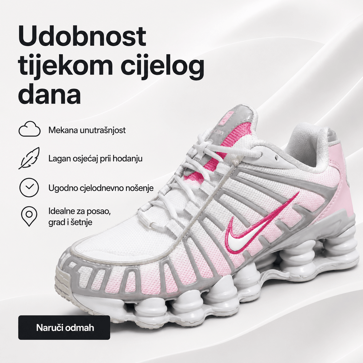 Ženske Premium Bijelo-Roze Sportske Tenisice – Ženske tenisice – 36 – slika 3