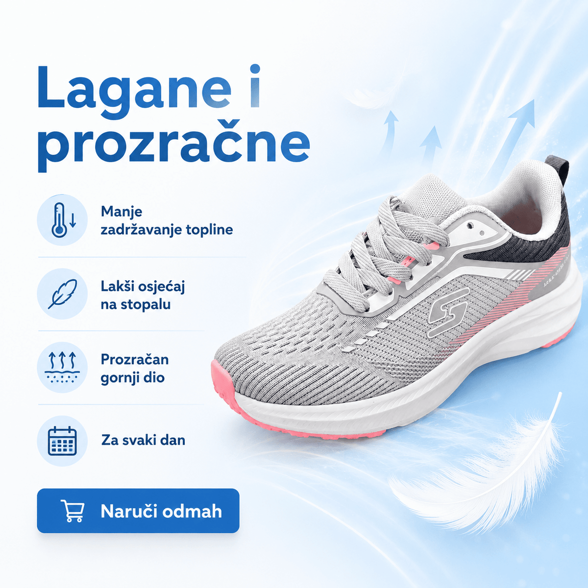 Ženske Sive Sportske Tenisice s Ružičastim Detaljima – Ženske tenisice – 36 – slika 4