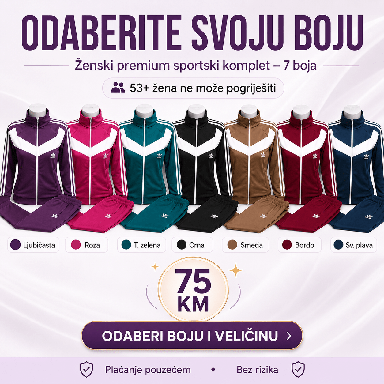 Ženski Premium Sportski Komplet – – Ljubičasta S – slika 5