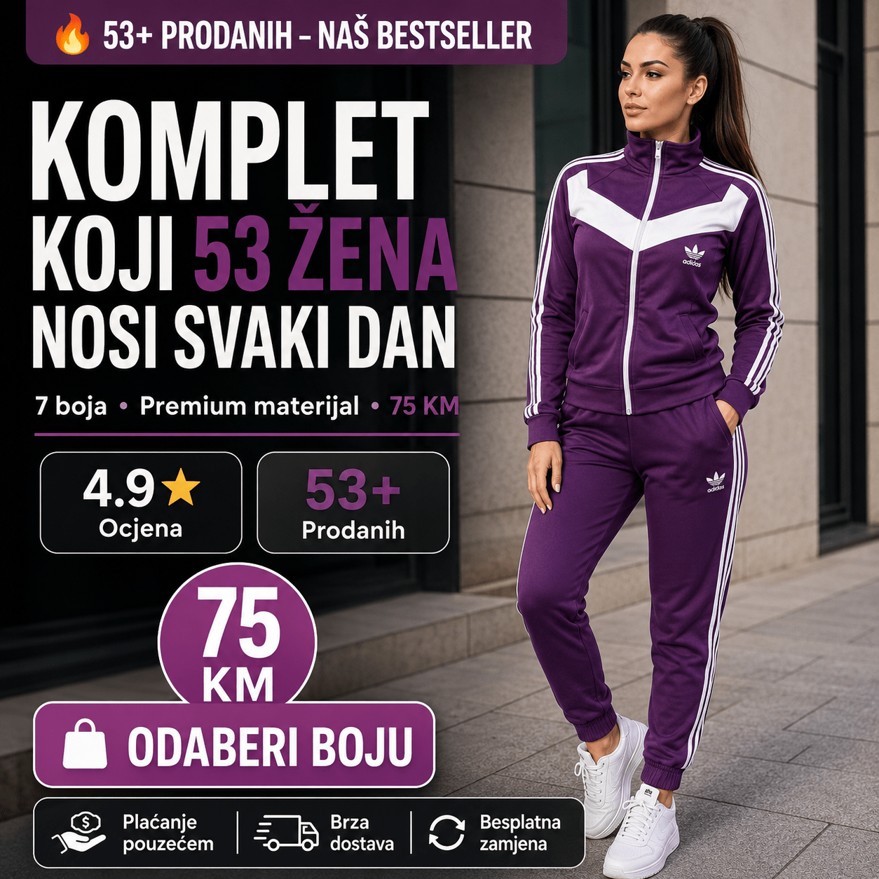 Ženski Premium Sportski Komplet – – Ljubičasta S – slika 6