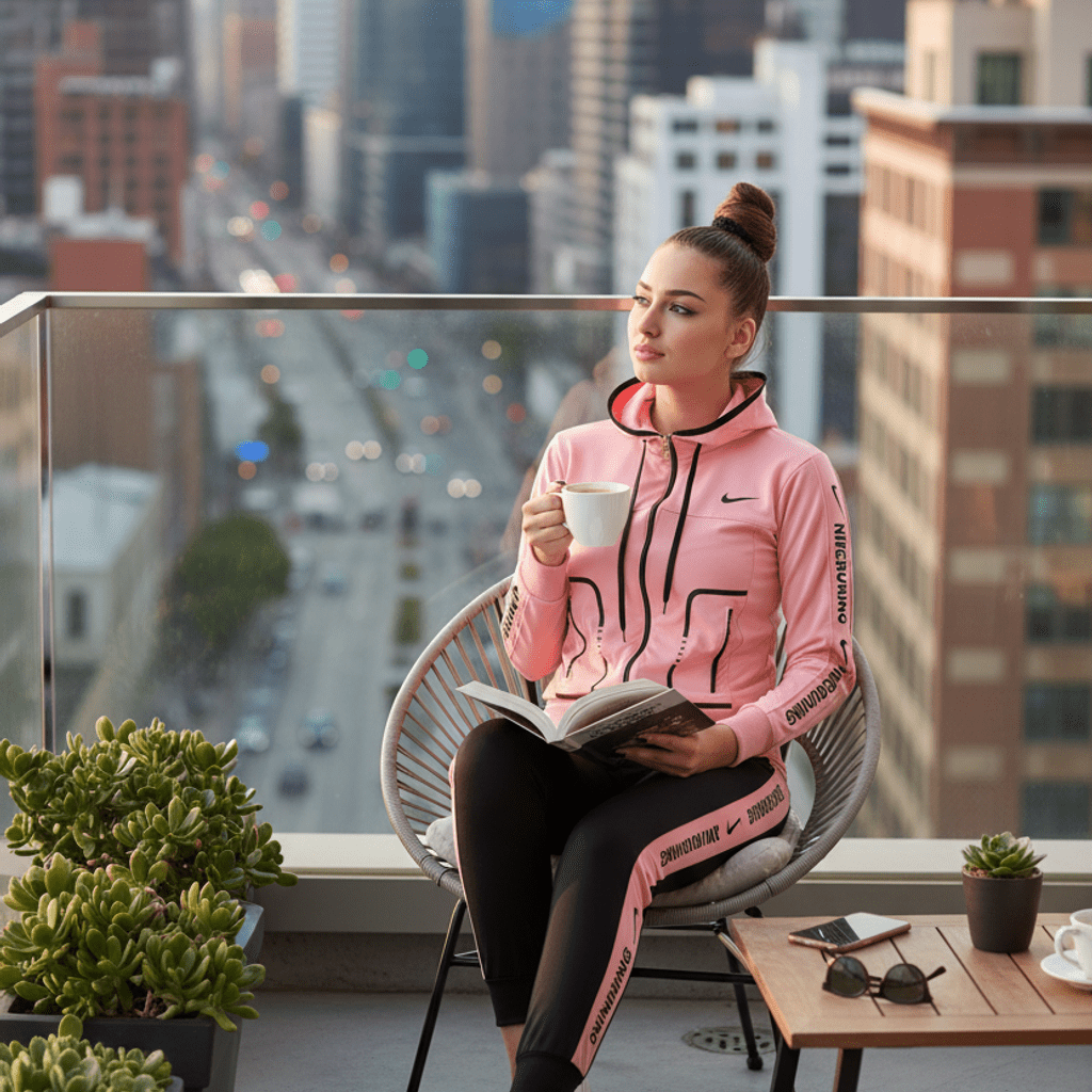 Ženski Trenerka Set Dukserica i Helanke u Bebi Roza Boji – Sportska Odjeća – S – slika 1