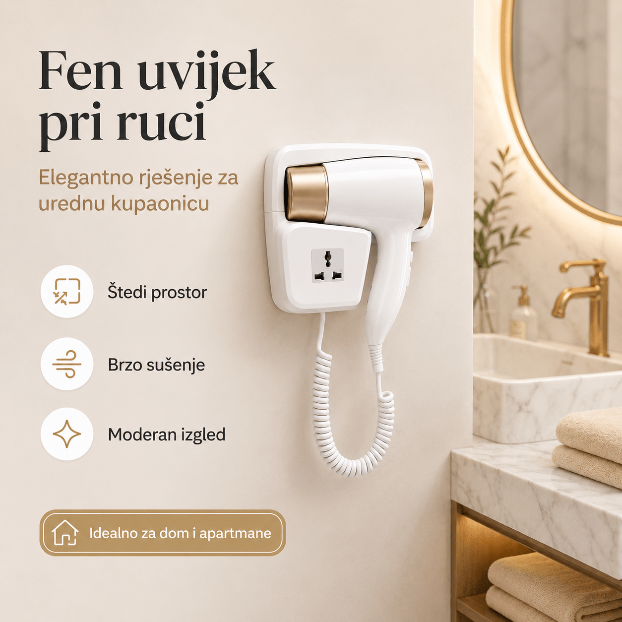 Zidni Fen za Kosu s Držačem – – – slika 7