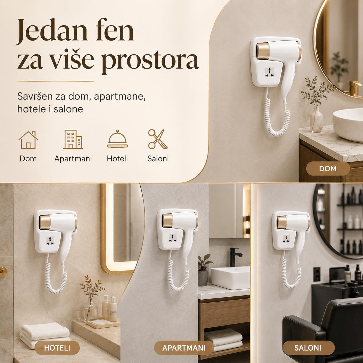 Zidni Fen za Kosu s Držačem – – – slika 6