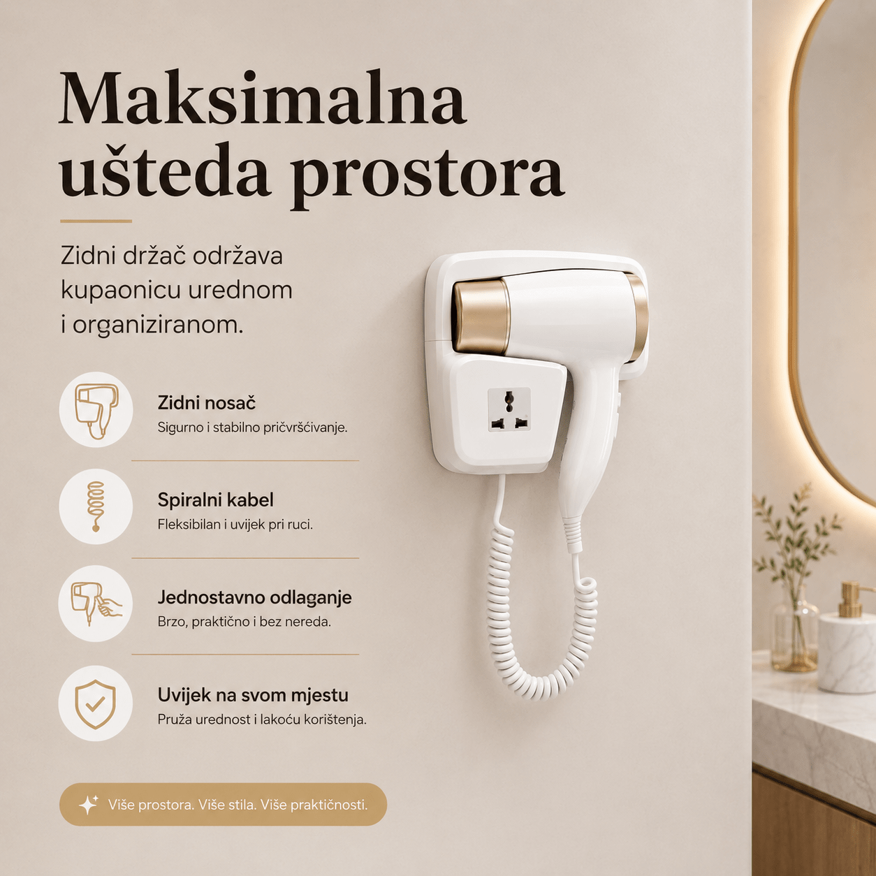 Zidni Fen za Kosu s Držačem – – – slika 5
