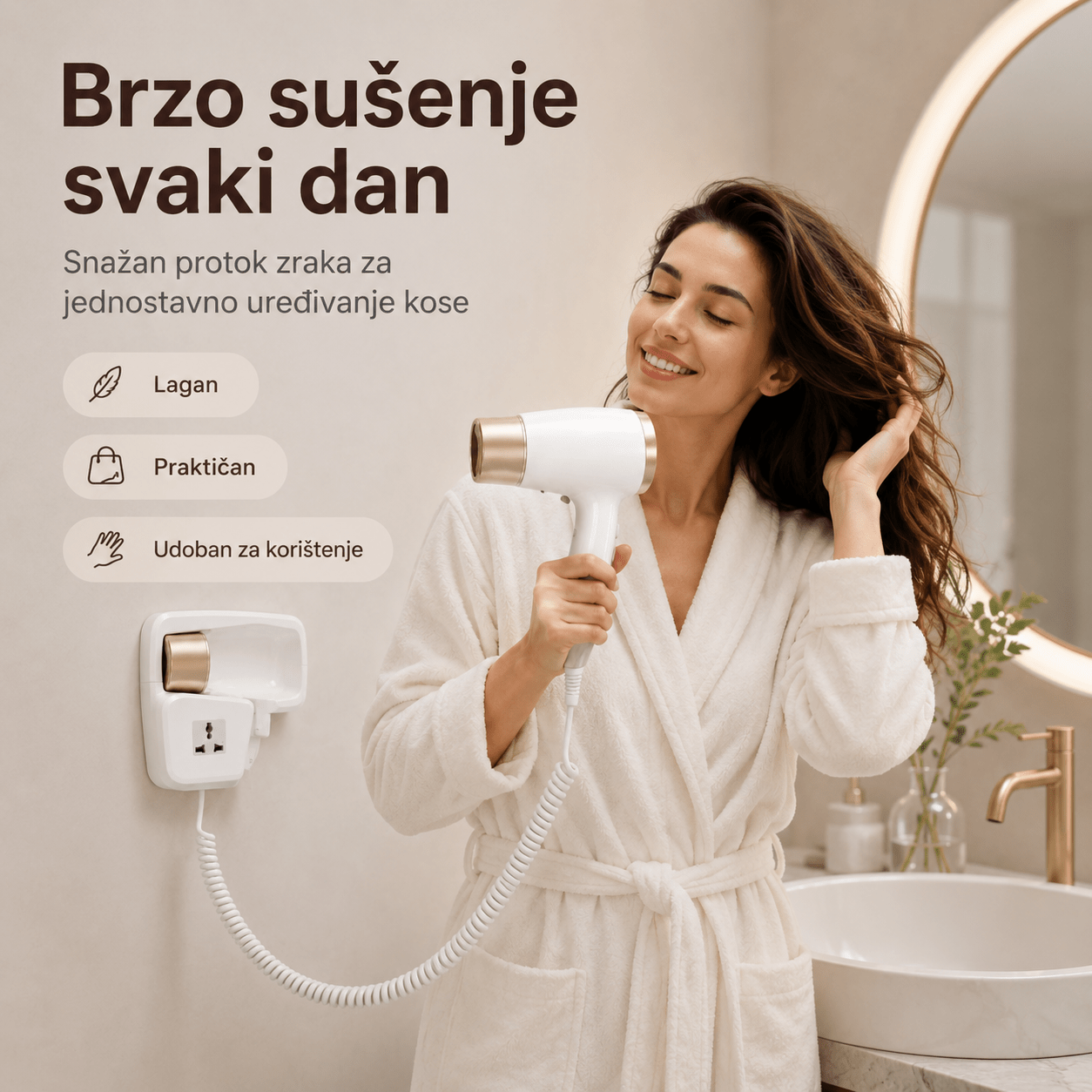 Zidni Fen za Kosu s Držačem – – – slika 8