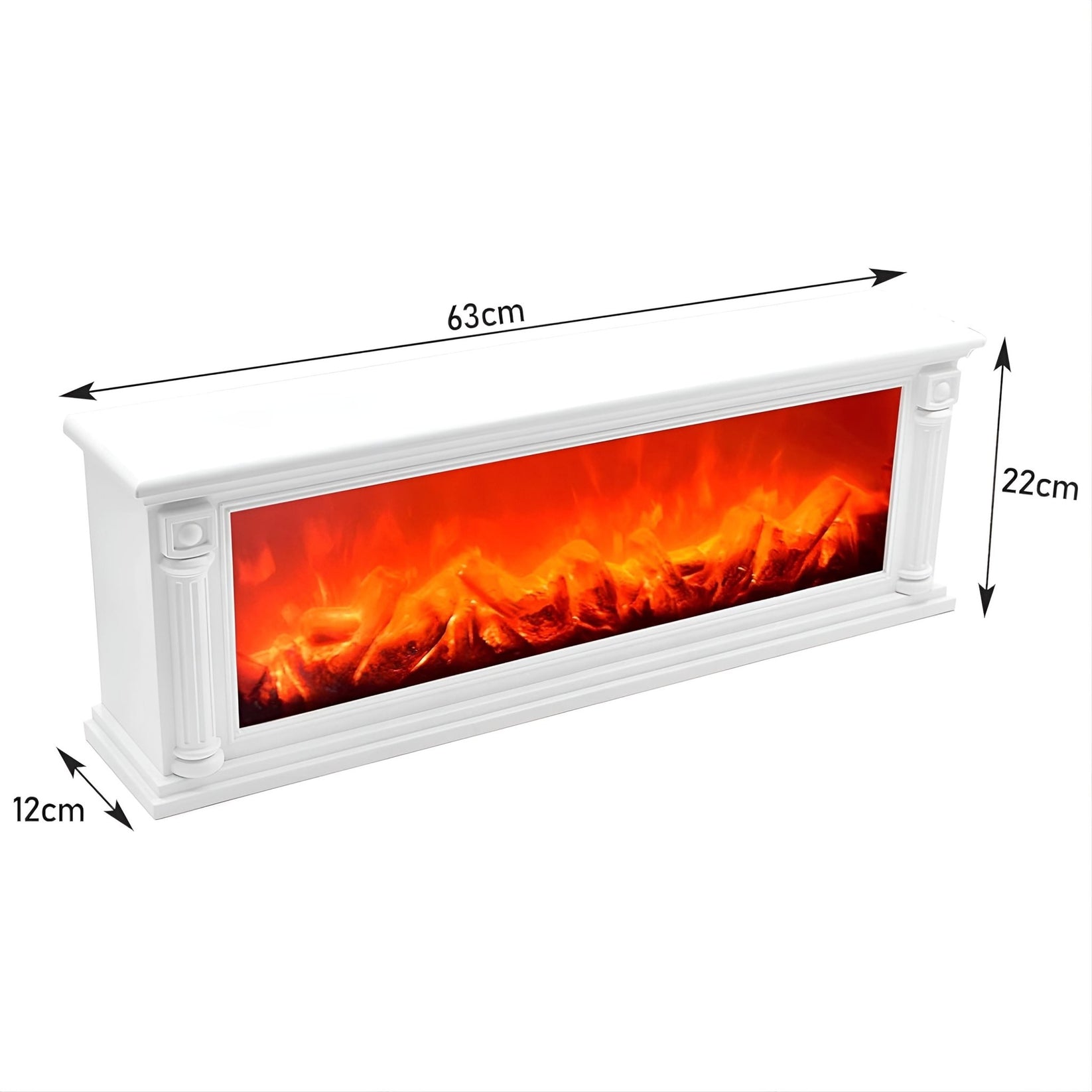 LED Dekorativni Kamin s efektom plamena – – Crni Kamin 63x12x22 cm – slika 6